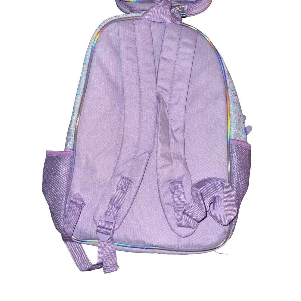 Purple Glitter Backpack & lunch Bag Girls School Bag Iridescent Chevron New